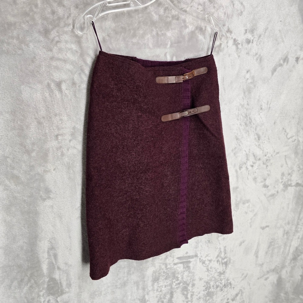 Philosophy Wrap Skirt Women 2 Burgundy Virgin Wool Equestrian Academia Preppy - Picture 12 of 16